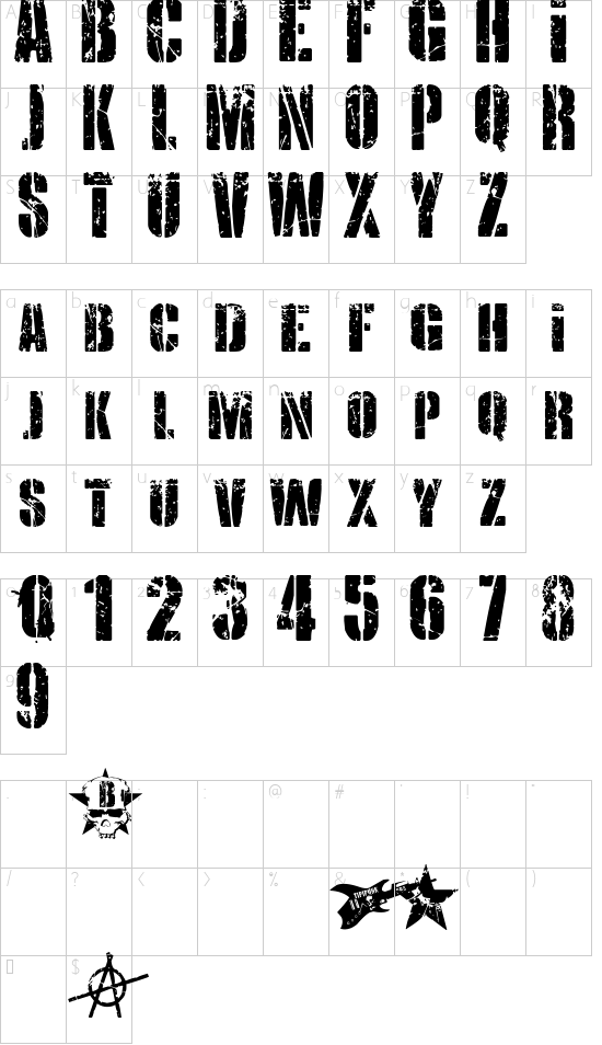 KRIPTON B font character map