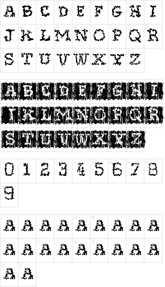 Stoneflint font character map