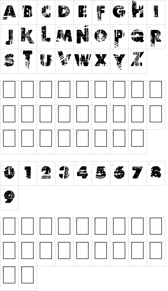 Border Line font character map