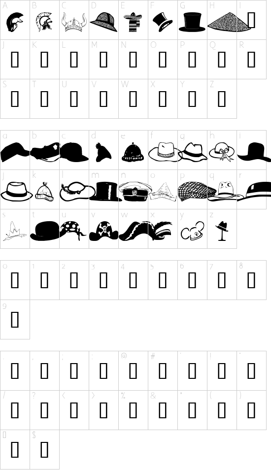 wwmhats font character map