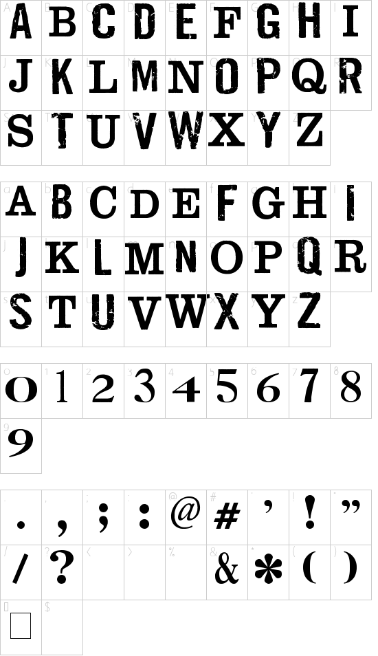 jailbIrD JenNA font character map