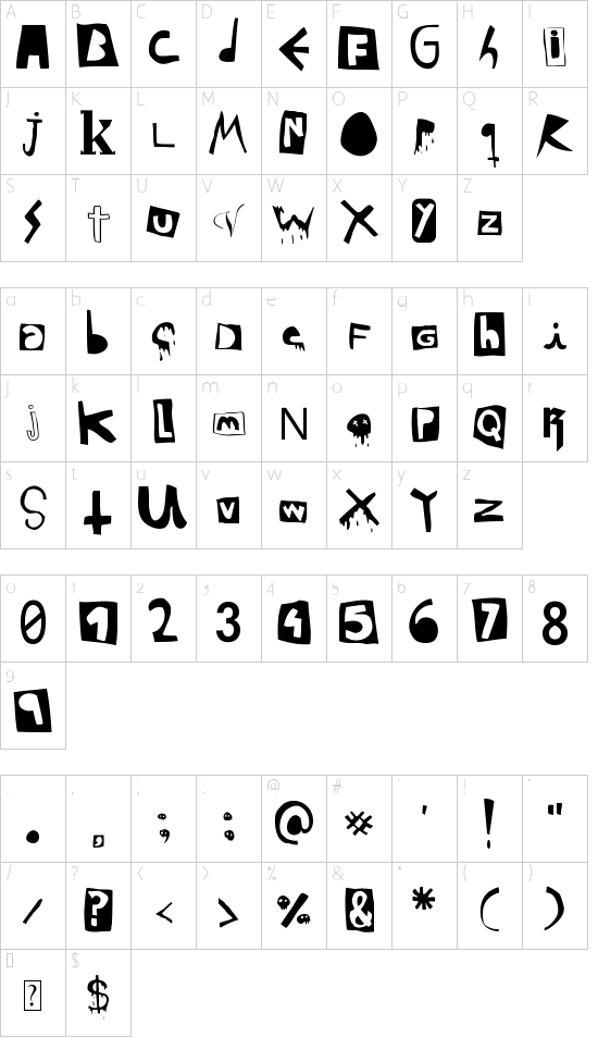 DaPunk font character map