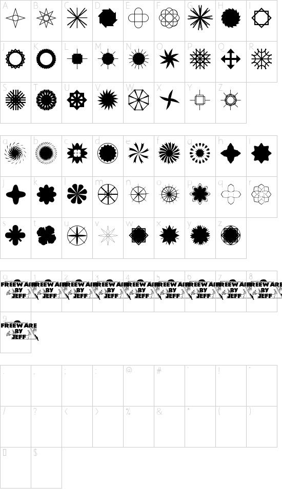 Star Time Too JL font character map