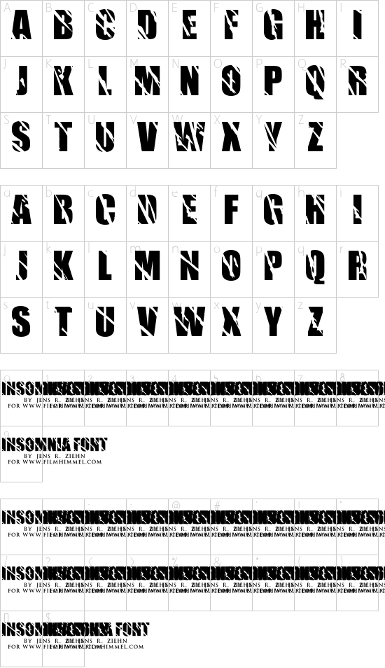 Insomnia font character map