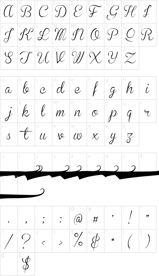 Brannboll Smal font character map