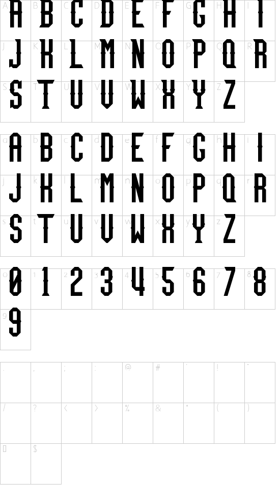 Team Fury Regular font character map