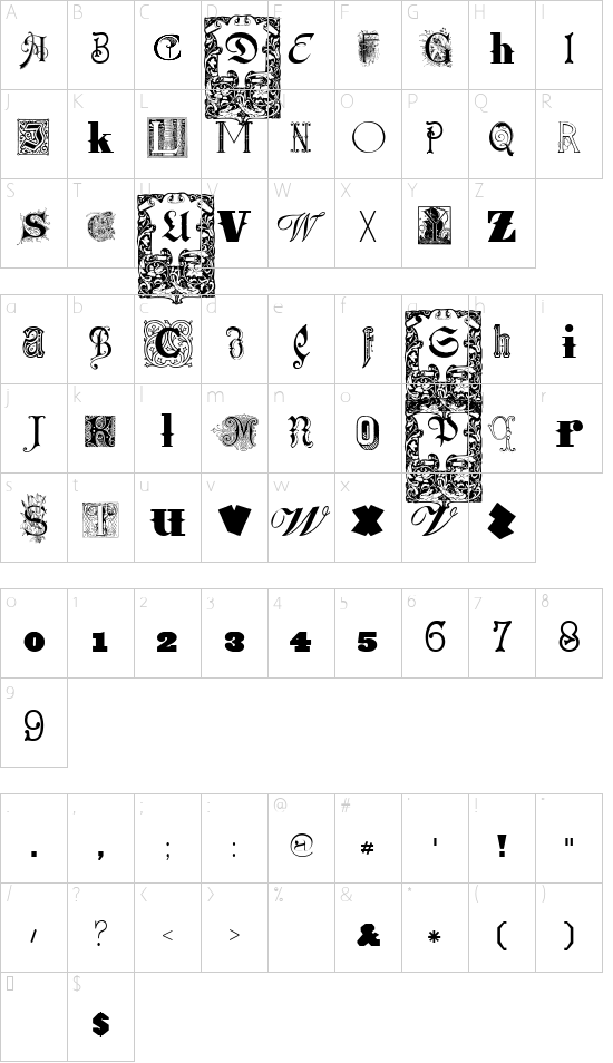 Kidnapped At Old Times Free 4 font character map