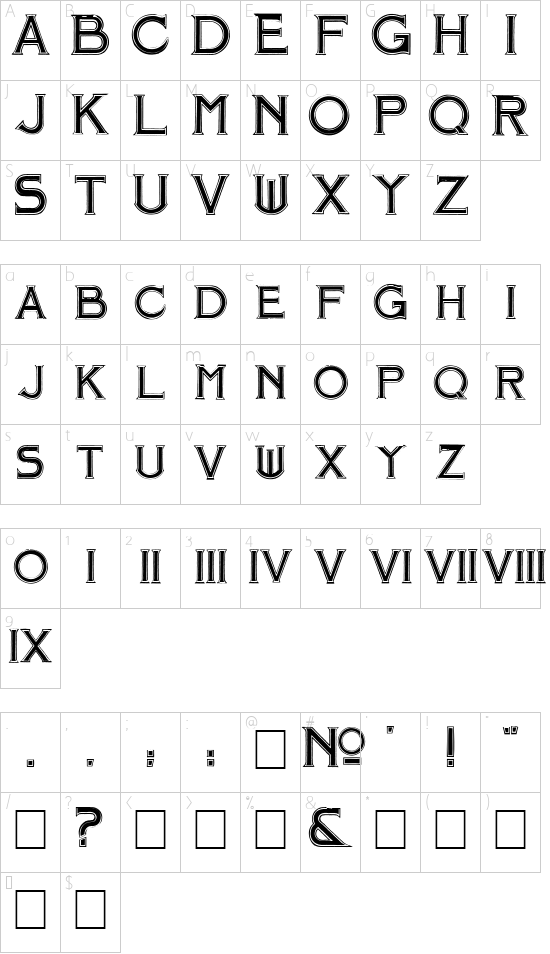 Mosaic font character map