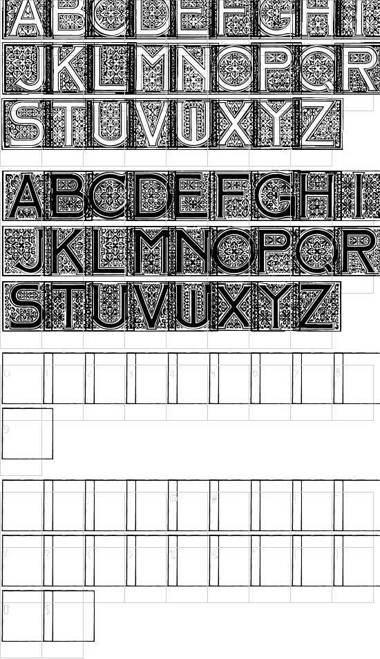 Mosaic_Initials font character map