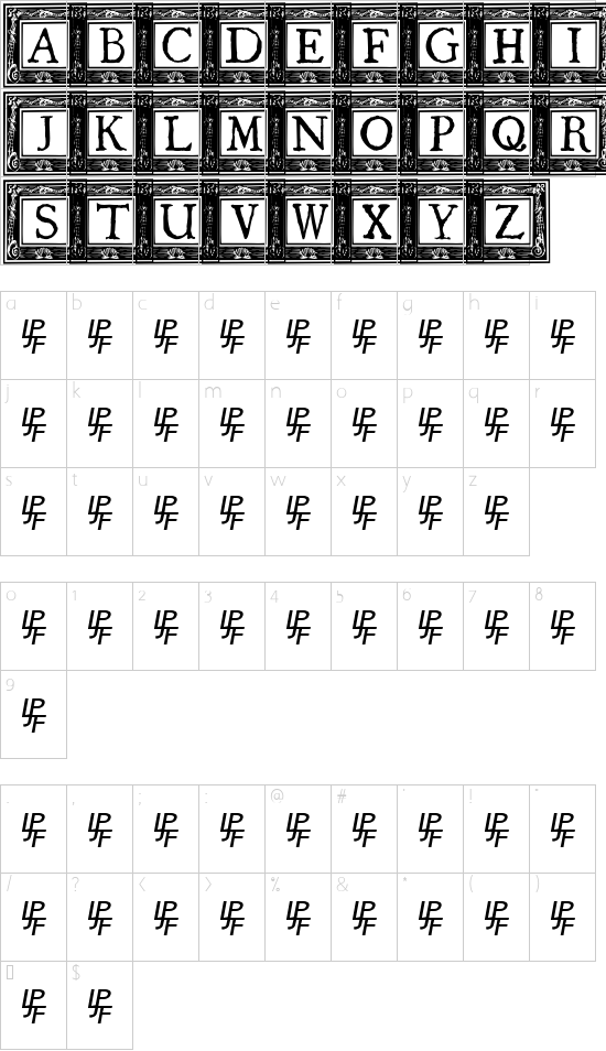 QuaNauticale_Initials_No2 font character map