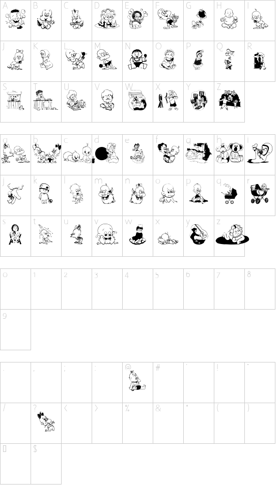 ChildrenBats font character map