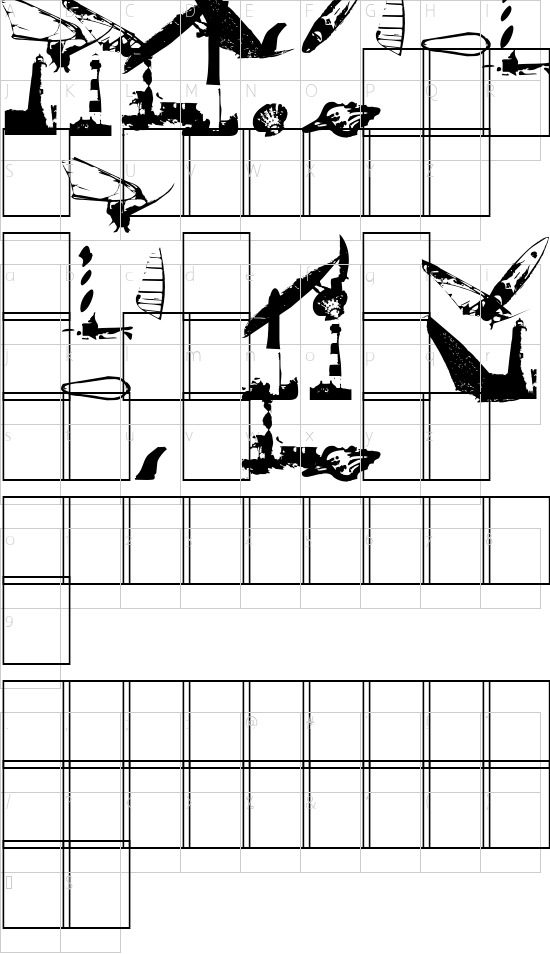 Surf Bat (Windsurfing Dingbats) font character map