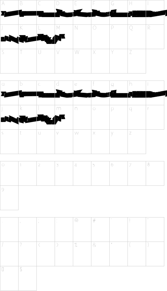 Adhesive Nr. Seven Banners font character map