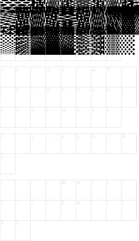 KleinKarpets font character map