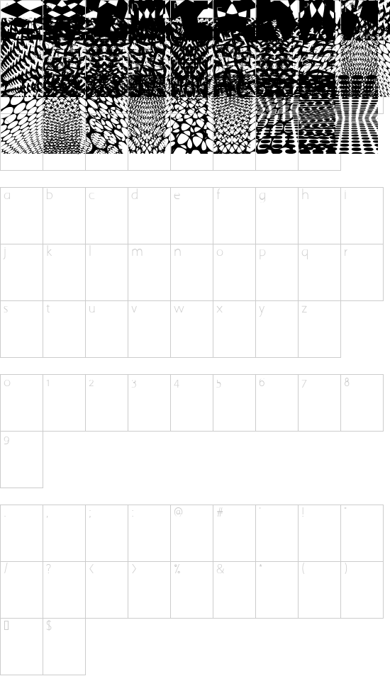 KleinKarpets font character map