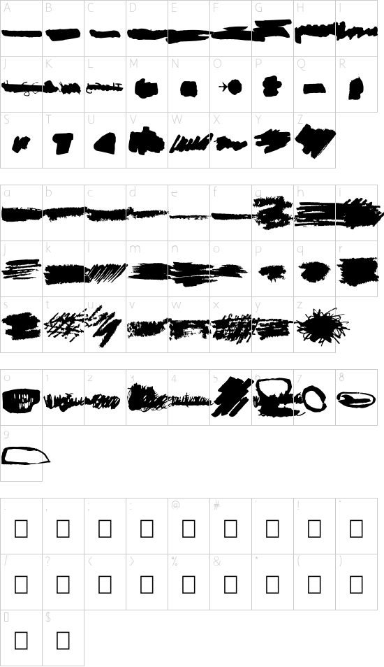 Under font character map