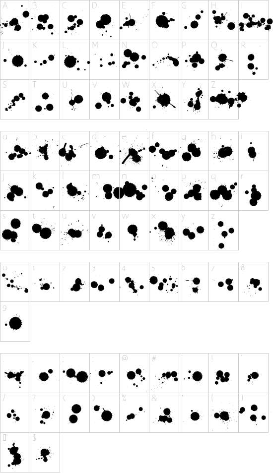 WC Rhesus B Bta font character map