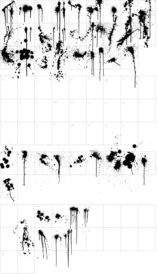 WC Rhesus C 1Bta font character map