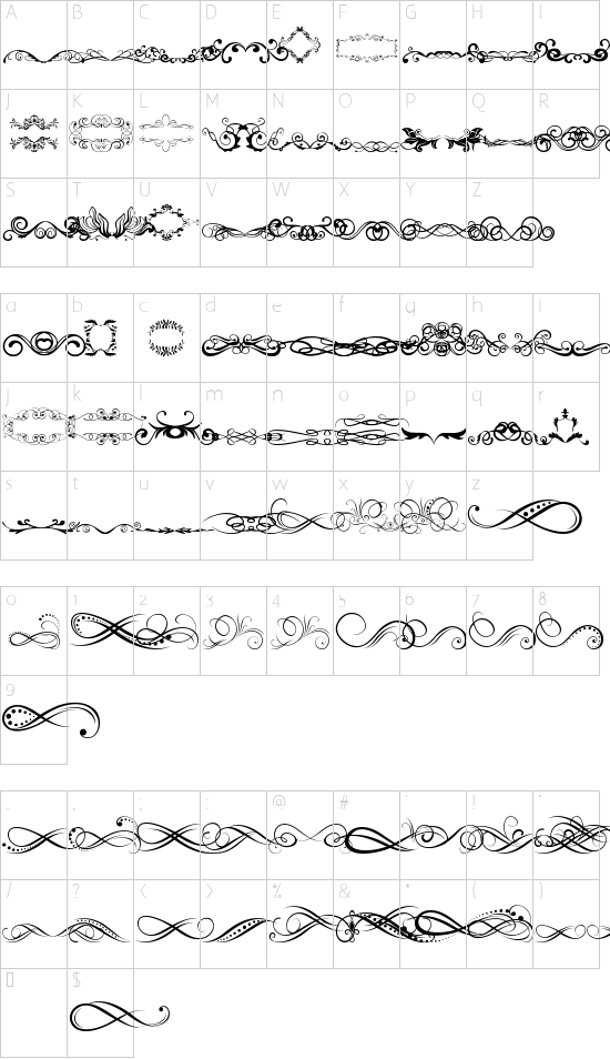 another ornaments tfb font character map