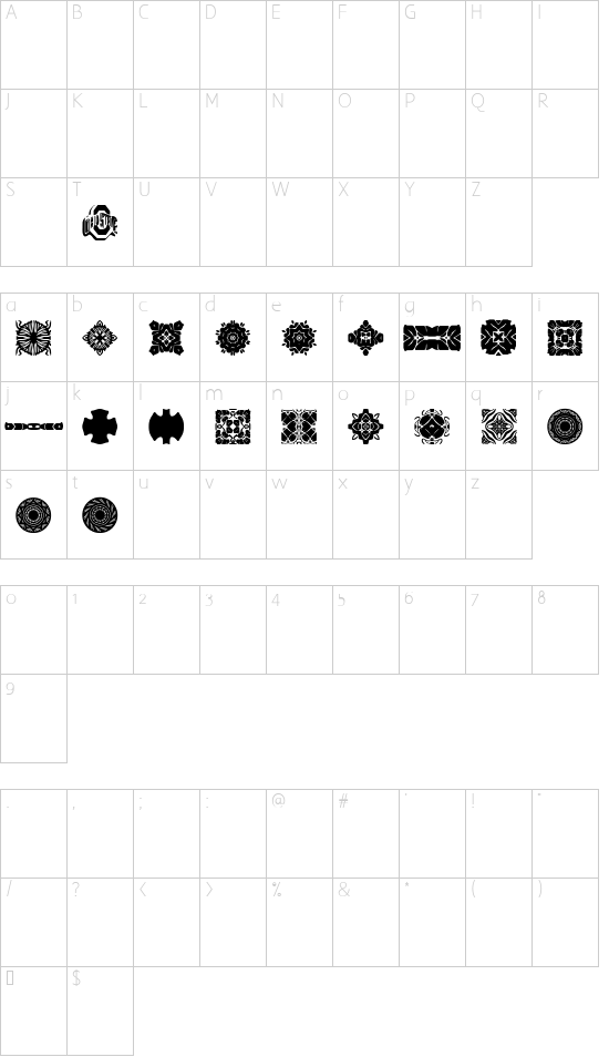 BR 4 My Dad font character map