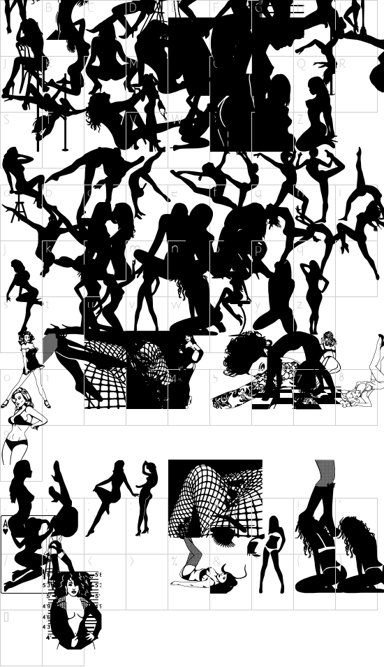 BeautyMarks font character map