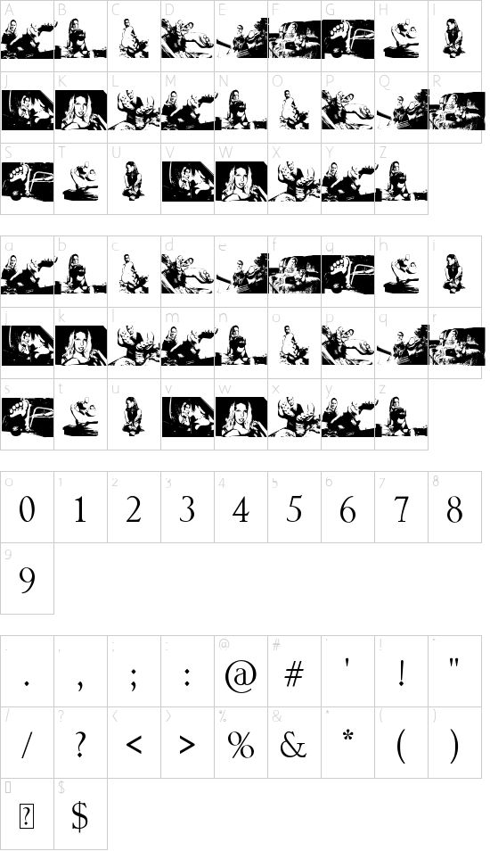 Karyna Feet font character map