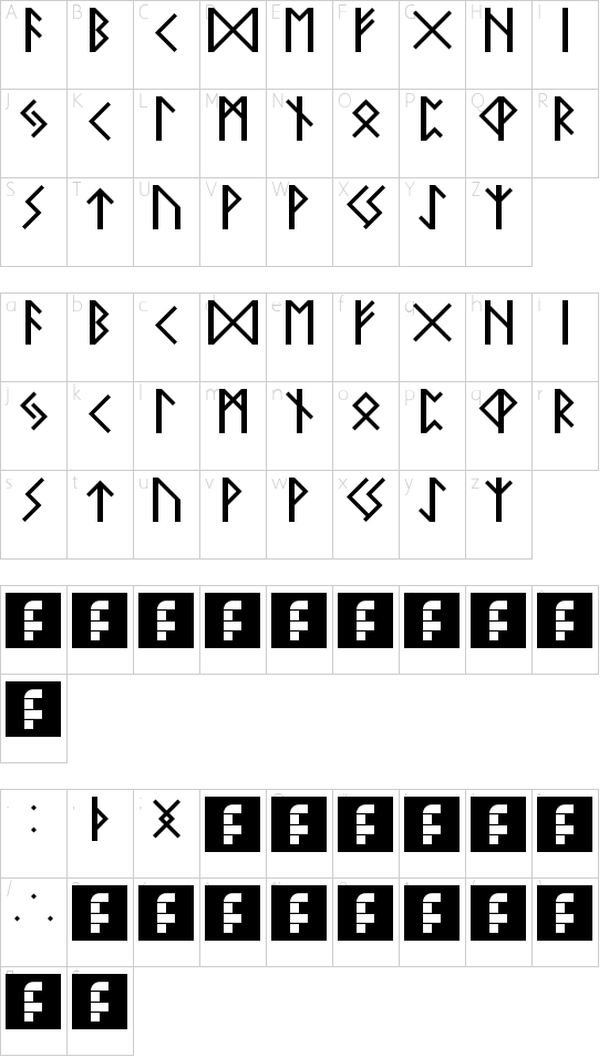 Elder Futhark Regular font character map