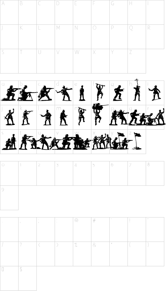 Soldiers of Hell font character map
