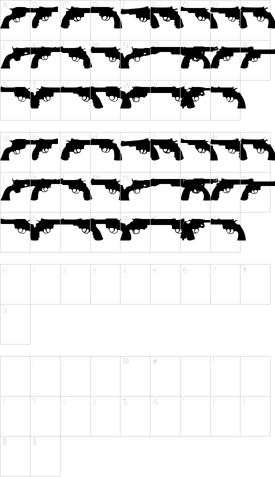 only revolver tfb font character map