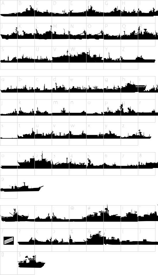 US Navy font character map