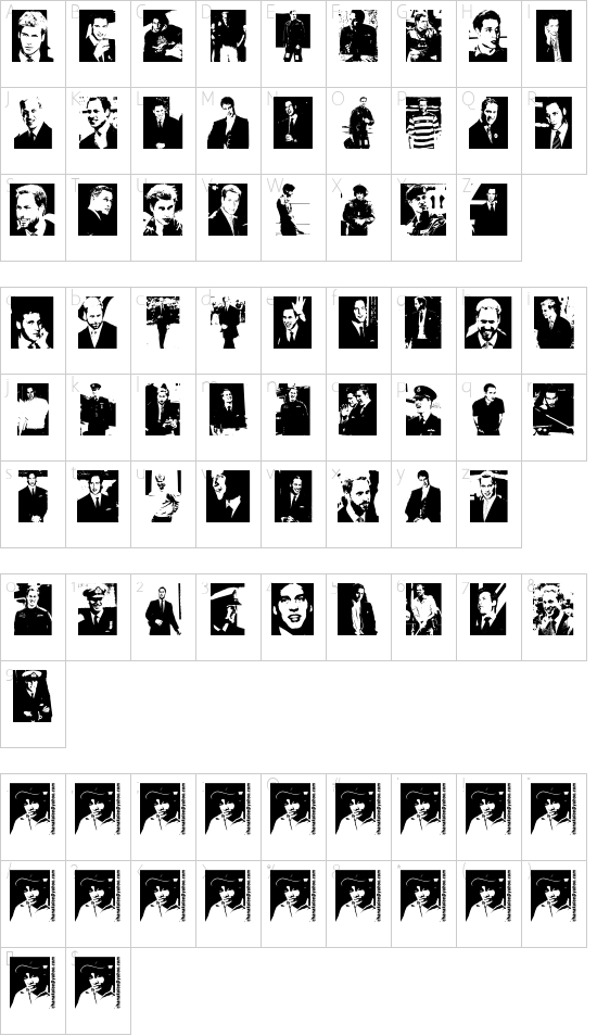 THE PRINCE font character map