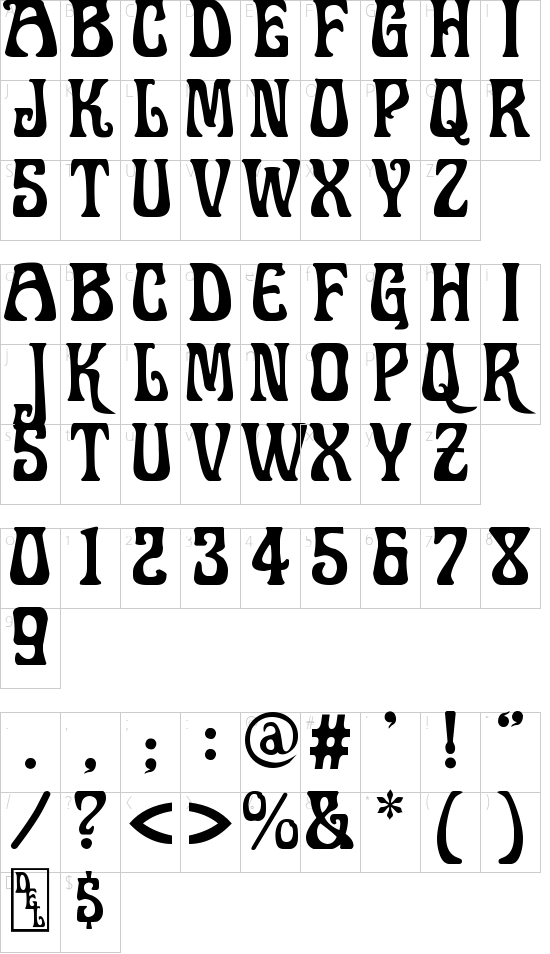 Doctor Fibes DEL font character map
