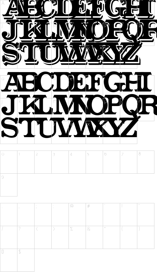 Outstanding font character map