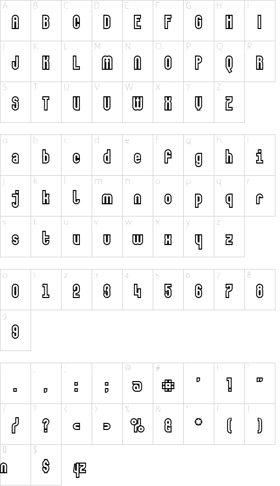 MakushkaKontura font character map