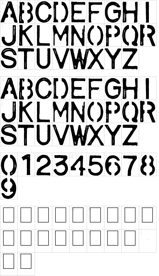 army1 font character map