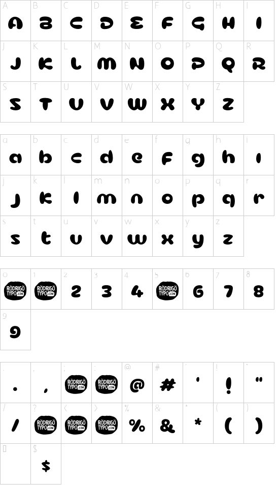 Cusco font character map