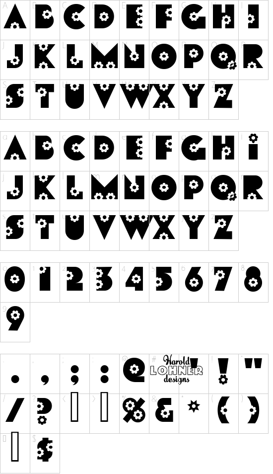 Flores font character map