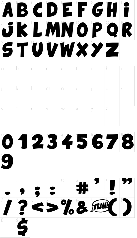 Comix Loud font character map