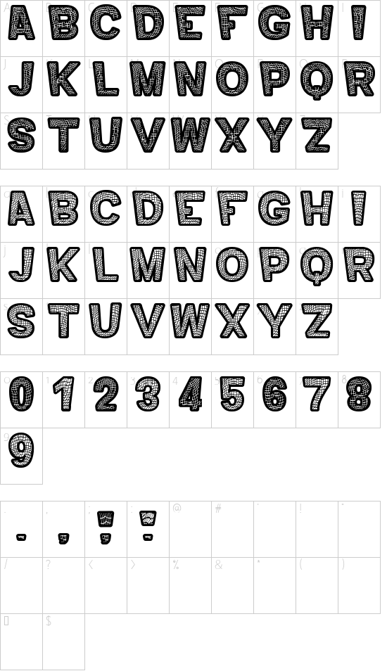 Mero Ornad TFB font character map