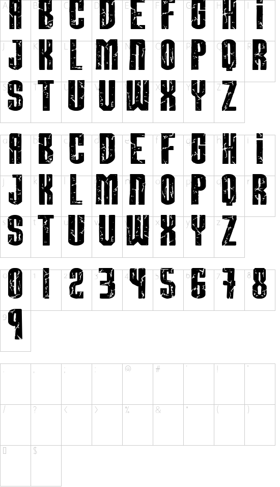 BREAKSTEEL font character map