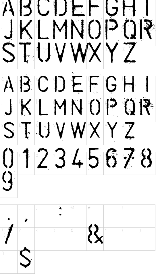 ColdCoffee font character map