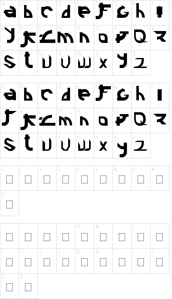 Linkin font character map