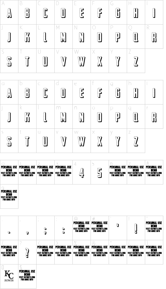 Outliner No. 45 DEMO font character map