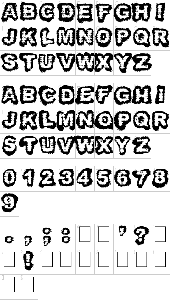 Snuff font character map