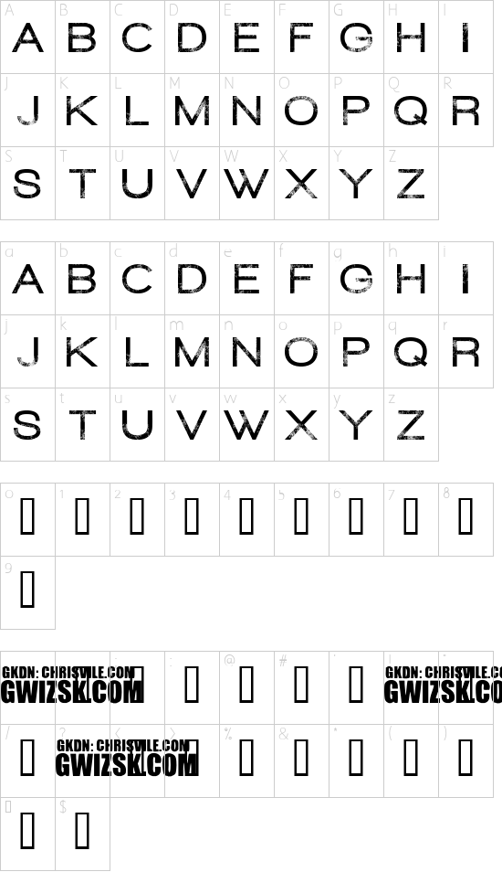 Redux Regular font character map
