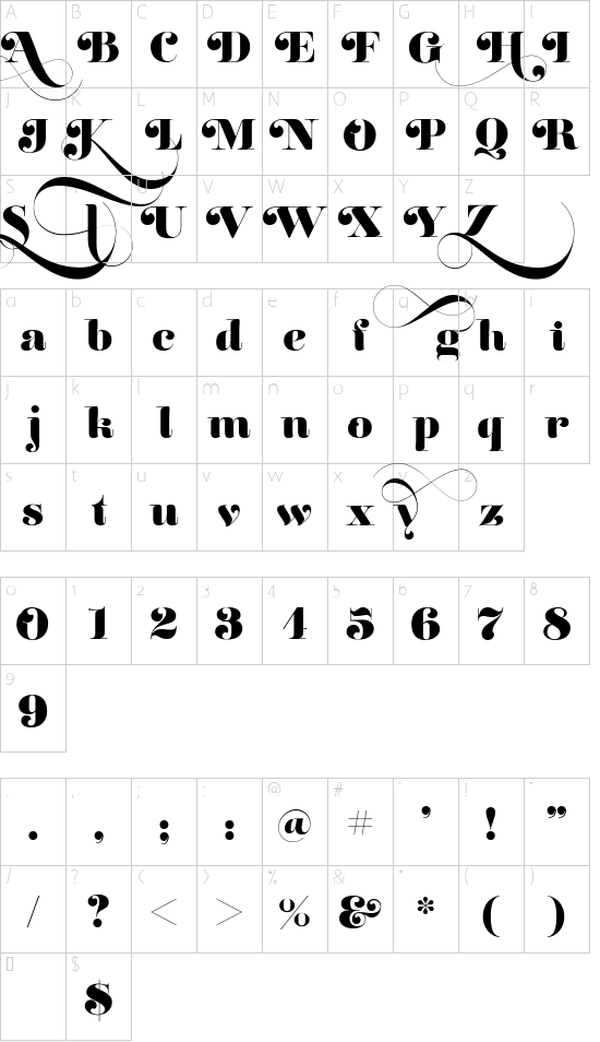 UVF Reina 12 Pro font character map