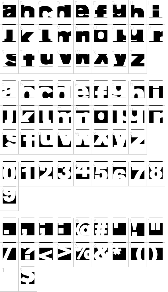 FragmentAZ font character map
