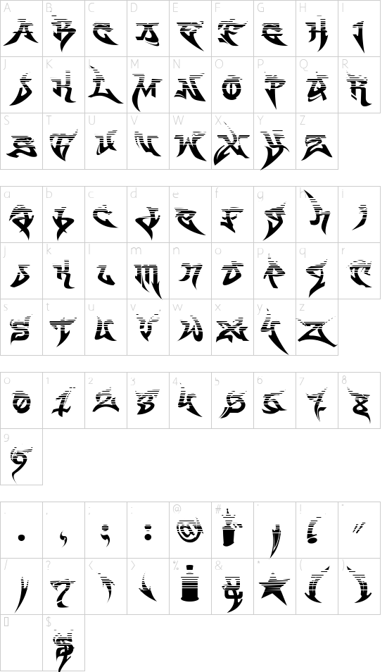 WildStyle-Fade font character map