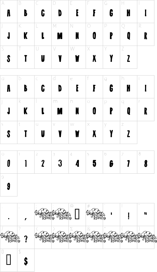 Summer Jams Fill Regular font character map