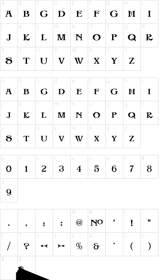 LHF Big Top BETA font character map